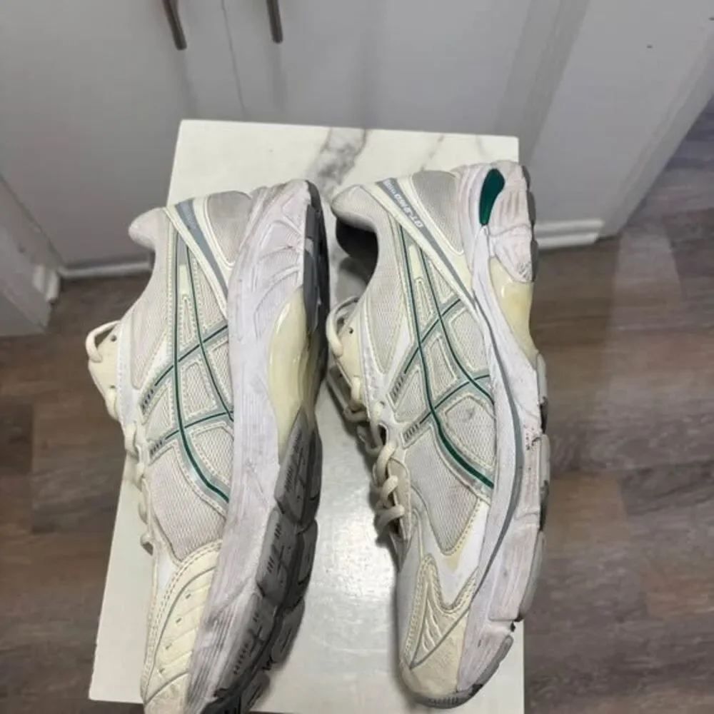 Asics GT-2160 White Cream Green Mesh Running Shoes Sneakers Mens Size 12